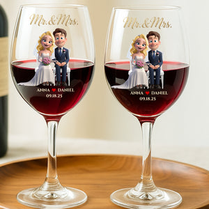 Wedding Couple Wine Glass - Personalized Gifts For Couple 05PGDT140825PA - Wine Glass - GoDuckee