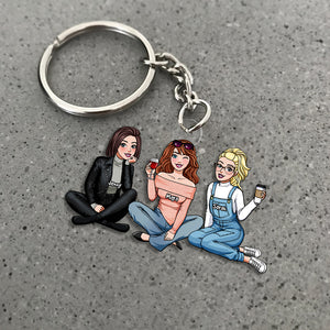 Personalized Gift For Friends Keychain Friends Sitting Together 11QHHN190124HH - Keychains - GoDuckee