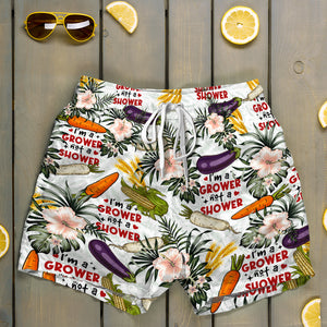 I'm A Grower Not A Shower - Funny Men Beach Shorts - Gifts For Farmer & Plant Lover - Gift For Him - Beach Shorts - GoDuckee