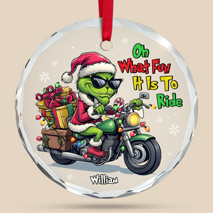 Personalized Gifts For Motorcycle Lovers, Christmas Crystal Glass Ornament 04XQPU200924 - Ornament - GoDuckee