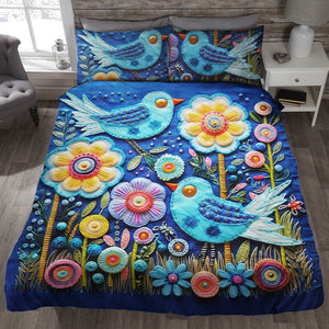 Floral Birds Quilt Bed Set 07qnqn041124 Gifts For Couple - Blanket - GoDuckee
