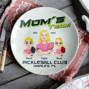 Personalized Gift For Pickleball Mom Ceramic Round Plate- Mom's Team 01XQLU200325PA - Ceramic Round Plate - GoDuckee