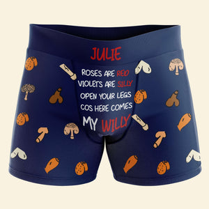 Personalized Gifts For Couple Men's Boxers Roses Are Red Violets Are Silly - Boxers & Briefs - GoDuckee
