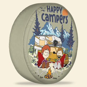 Personalized Gifts For Camping Couple Tire Cover Happy Campers Couple 05qhtn160125pa - Tire Covers - GoDuckee