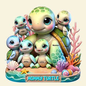 Personalized Gifts For Mom Acrylic Plaque, Cute Turtle 03QHTN030425 - Shaped Plaques - GoDuckee