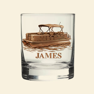 Pontoon Personalized 11oz Round Glass, Personalized Gifts For Sea Lover 01pgta230925 - Whiskey Glass - GoDuckee