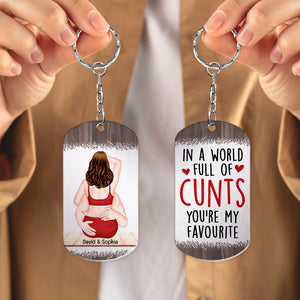 You're My Favourite-Personalized Stainless Steel Keychain-Gift For Her/Gift For Him- Hugging Couple Keychain - Keychains - GoDuckee