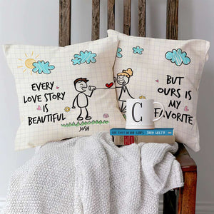 Every Love Story Is Beautiful, Gift For Couple, Personalized Pillow, Stick Couple Pillow, Couple Gift - Pillow - GoDuckee