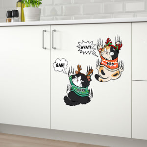 Scratching Cat, Gift For Cat Lover, Personalized Decal, Cat Scratching Plastic Decal, Christmas Gift - Home Decor - GoDuckee
