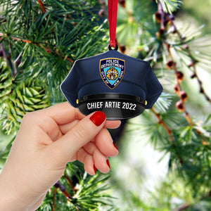 Gift For Policeman, Personalized Ornament, Custom Photo Upload Police Hat, Christmas Gift - Ornament - GoDuckee
