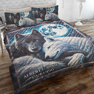 Personalized Gifts For Couple Quilt Bed Set, Romantic Wolf Couple 04QHLU251224 - Blanket - GoDuckee