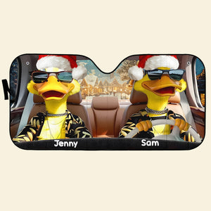 Personalized Gifts For Duck Couple Christmas Windshield Sunshade 04OHMH240924 - Doormat - GoDuckee