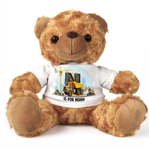 Personalized Gifts For Kids Bear With Shirt 03xqtn140225 Construction Truck Alphabet Letters - Bear - GoDuckee