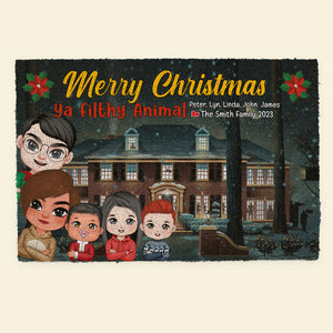 Merry Christmas Ya Filthy Animal, Personalized Family Door Mat GO1DOR-01HTPU051023HH, Gift For Christmas - Doormat - GoDuckee