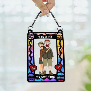 Personalized Gifts For Couple Window Hanging Suncatcher Ornament Cartoon Couple 03ACDT110225HG - Ornament - GoDuckee