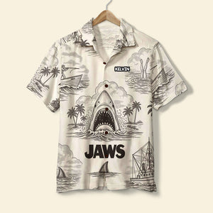 Shark Toile De Jouy Style Hawaiian Shirt - Personalized Gifts For Movie Lovers 02namg150725 - Hawaiian Shirts - GoDuckee