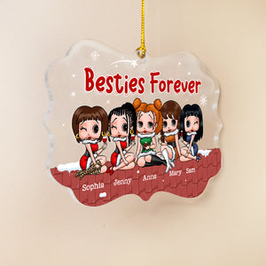 Besties Forever, Personalized Medallion Acrylic Ornament, 01NATN260723HH - Ornament - GoDuckee