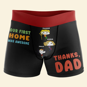 Personalized Gifts For Dad Men's Boxers Cute Sperms Our First Home Was Awesome 01QHMH230124HA - Boxers & Briefs - GoDuckee