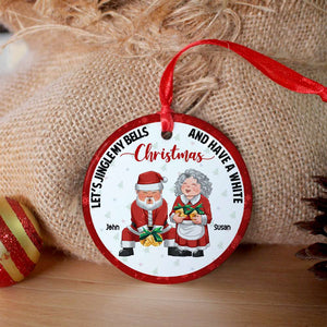 Let's Jingle My Bell, Couple Gift, Personalized Ceramic Ornament, Old Couple Ornament, Christmas Gift - Ornament - GoDuckee