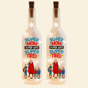 Personalized Gift For Mom Bottle Lamp Superhero Mom And Kids 01TOMH200225PA - Bottle Lamp - GoDuckee