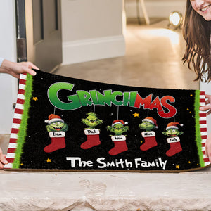Funny Christmas Family On Socks, Personalized 03OHPU011223 Door Mat, Gift For Family - Doormat - GoDuckee