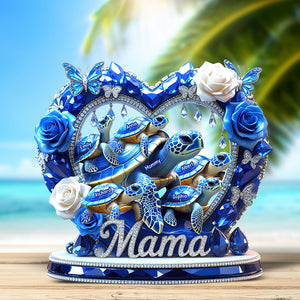 Mama Turtle Plaque - Personalized Gift For Mother 02XQQN240425 - Shaped Plaques - GoDuckee