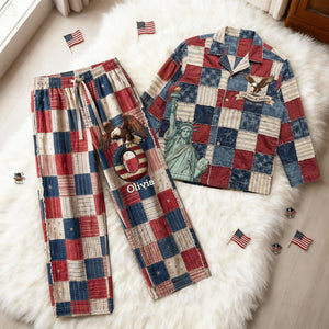 250th America Anniversary Alphabet Pajama Set - Personalized Gifts For Patriots 06palu280126 - Pajama Set - GoDuckee