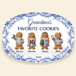 Grandma's Cookies - Personalized Christmas Gifts - Toile De Jouy Blue Floral Plate 02pgta290925 - Plates - GoDuckee