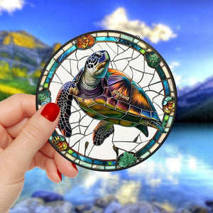 Personalized Sea Turtle Stained Glass Ornament 15acqn240824 - Ornament - GoDuckee
