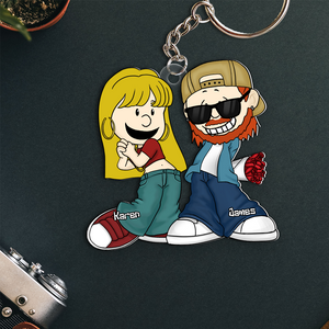 Personalized Gifts For Couple Keychain, Gangsta Love 03qhpu030125hg - Keychains - GoDuckee