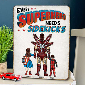 Gift For Father's Day, Super Dad And Kids 10ACQN170523TM Personalized Cut Metal Sign - Metal Wall Art - GoDuckee