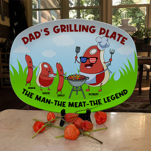 The Man The Meat The Legend, Personalized Dad Grill Resin Plate, Gift For Dad - Resin Plate - GoDuckee