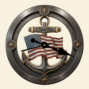 Nautical Anchor Acrylic Clock Personalized Gifts For Veteran 03KIDT231225 - Hanging Wall Clock - GoDuckee