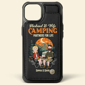 Personalized Gifts For Couple Leather Flip Wallet Phone Case 03xqtn190225pa Husband And Wife Camping Partners For Life - Phone Case - GoDuckee