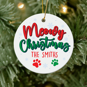 Cat-Personalized Ornament - Ceramic Circle Ornament- Gift For Cat Lover- Christmas Gift- Cat Lover Ornament - Ornament - GoDuckee