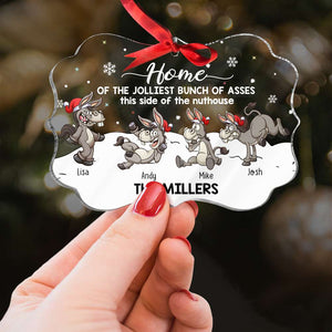 Home Of The Jolliest, Gift For Family, Personalized Ornament, Funny Donkey Family Ornament, Christmas Gift 05QHHN310823 - Ornament - GoDuckee
