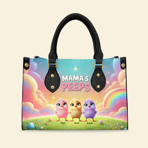 Personalized Gifts For Mom Leather Bag, Easter Day Chick Peeps 011TGMH180325 - Leather Bag - GoDuckee