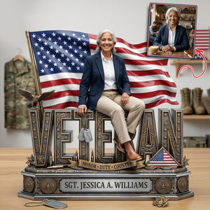 Proud Veteran Custom Photo Acrylic Plaque Tribute 03TYLU060426 - Shaped Plaques - GoDuckee
