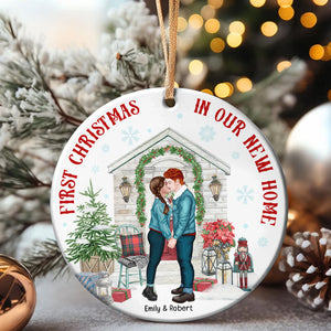 Couple Our First Christmas In Our New Home, Personalized Ceramic Ornament, Gift For Him/Her - Ornament - GoDuckee