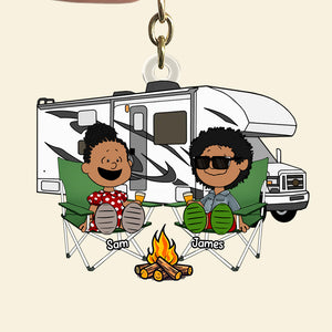 Personalized Gifts For Camping Couple Keychain, Keys To Happy Camper 03qhtn110125pa - Keychains - GoDuckee
