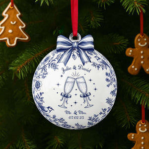 Happily Engaged Couple Ornament - Personalized Christmas Gifts For Couples 01PGLU060925 - Ornament - GoDuckee