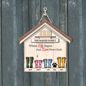 Personalized Gifts For Family Wood Sign Where Life Begins And Love Never Ends - Wood Signs - GoDuckee
