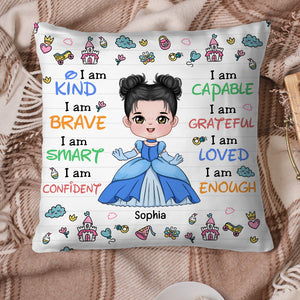 I Am Kind I Am Brave I Am Enough-Personalized Square Pillow- Gift For Kids-CC-Pillow-02naqn070823ha - Pillow - GoDuckee
