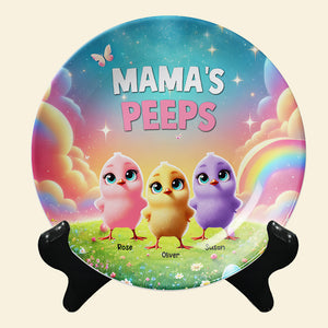Personalized Gifts For Mom Round Plate, Easter Day Chick Peeps 021TGMH180325 - Ceramic Round Plate - GoDuckee