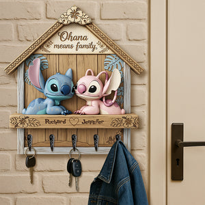 Cartoon Couple Wood Key Hanger - Personalized Gifts For Couple 05ohqn290525 - Wood Sign - GoDuckee