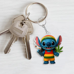 Cute Tropical Alien Acrylic Keychain - Personalized Gifts For Weed Lovers 06TOQN030625 - Keychains - GoDuckee