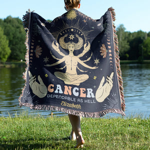 Zodiac Sign-Personalized Woven Blanket- Gift For Zodiac Lovers- Christmas Gift- Zodiac Sign Blanket - Blanket - GoDuckee