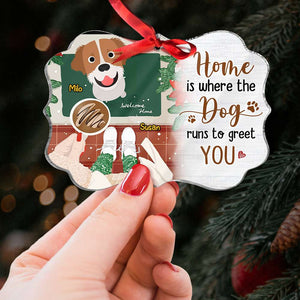 Home Is Where The Dog Runs To Get You, Gift For Dog Lover, Personalized Ornament, Dog Lover Ornament, Christmas Gift 04QHHN220823 - Ornament - GoDuckee