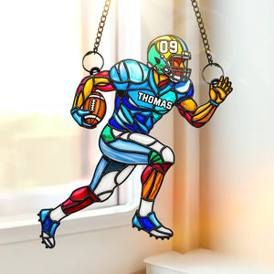 Football Player Suncatcher Ornament - Personalized Gifts For Football Lovers 04ohqn120725 - Ornament - GoDuckee