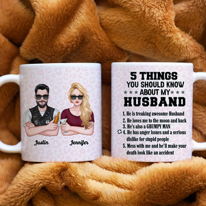 5 Things You Should Know About My Husband, Couple Gift, Personalized Mug, Drinking Couple Mug, Gift For Him - Coffee Mug - GoDuckee